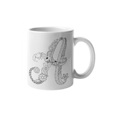 Primgi 11 oz Ceramic Alphabet-A Printed Coffee Mug