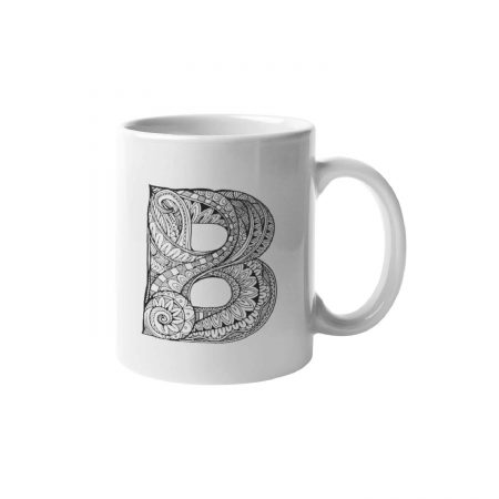 Primgi 11 oz Ceramic Alphabet-B Printed Coffee Mug