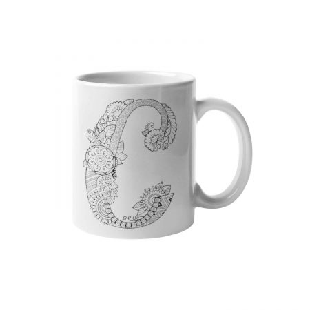 Primgi 11 oz Ceramic Alphabet-C Printed Coffee Mug