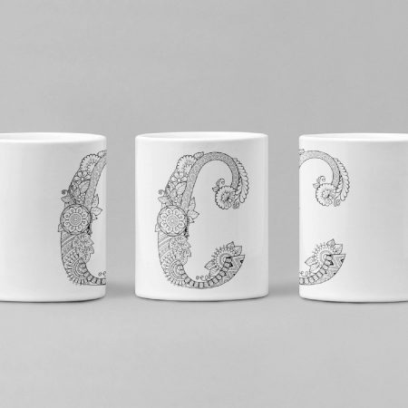 Primgi 11 oz Ceramic Alphabet-C Printed Coffee Mug