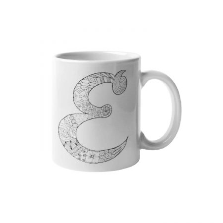 Primgi 11 oz Ceramic Alphabet-E Printed Coffee Mug