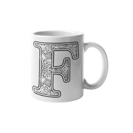 Primgi 11 oz Ceramic Alphabet-F Printed Coffee Mug