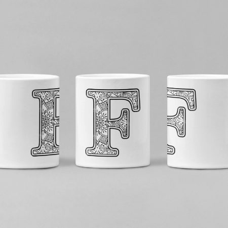 Primgi 11 oz Ceramic Alphabet-F Printed Coffee Mug