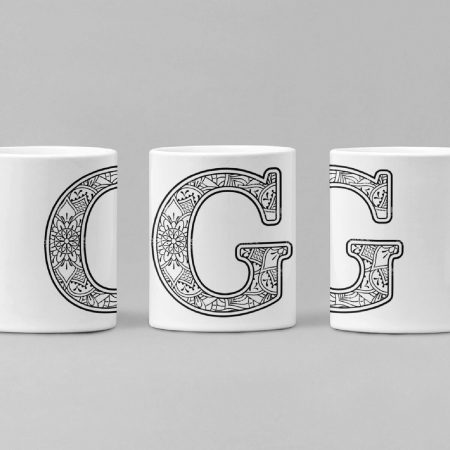 Primgi 11 oz Ceramic Alphabet-G Printed Coffee Mug