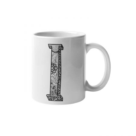 Primgi 11 oz Ceramic Alphabet-I Printed Coffee Mug