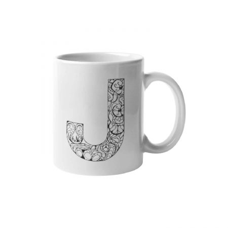 Primgi 11 oz Ceramic Alphabet-J Printed Coffee Mug