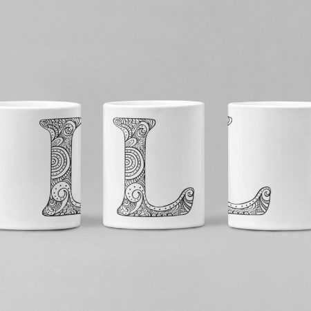 Primgi 11 oz Ceramic Alphabet-L Printed Coffee Mug