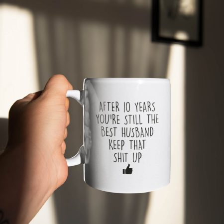 Primgi 11 oz Ceramic Best Husband Shit Up Coffee Mug Gift For Anniversary