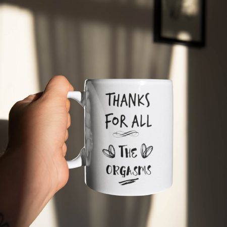 Primgi 11 oz Ceramic Thanks & Orgasms Coffee Mug Gift For Anniversary