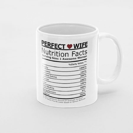 Primgi 11 oz Ceramic Perfect Wife Nutrition Coffee Mug Gift For Anniversary