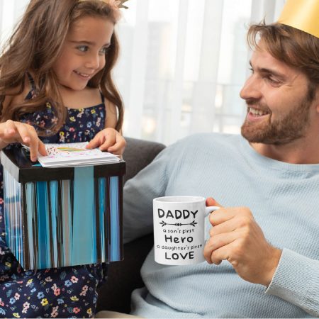 Primgi 11oz Ceramic Dady Hero Love Quote Coffee Mug For Father's Day