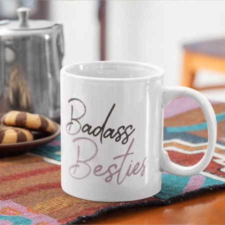 Primgi 11 oz ceramic Badass Besties Coffee Mug gift for friend