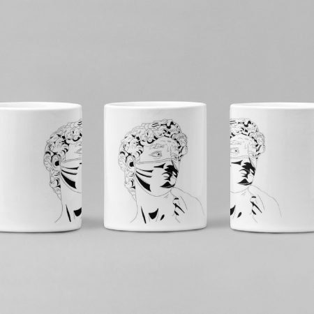 Primgi 11 oz Ceramic Lady With Mask Printed Coffee Mug