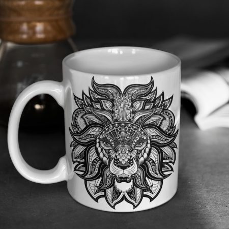 Primgi 11 oz Ceramic Lion Printed Coffee Mug