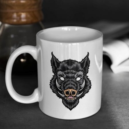 Primgi 11 oz Ceramic Wolf Head Coffee Mug
