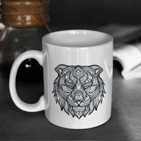 Primgi 11 oz Ceramic Tiger Head Printed Coffee Mug