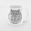 Primgi 11 oz Ceramic Zentangle Wolf Head Printed Coffee Mug