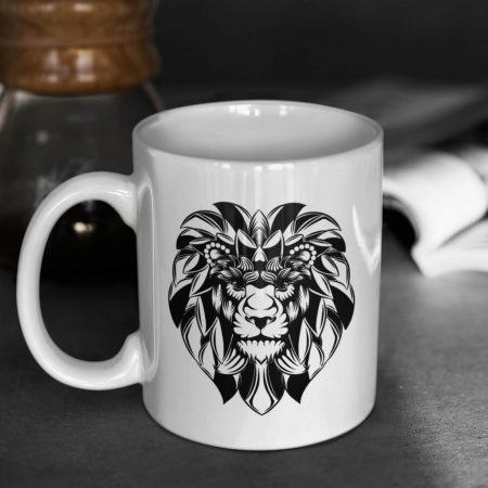 Primgi 11 oz Ceramic Lion Animal Head Printed Coffee Mug