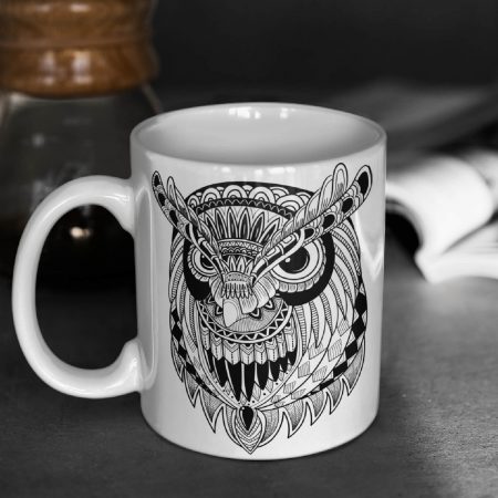 Primgi 11 oz Ceramic Owl Head Printed Coffee Mug