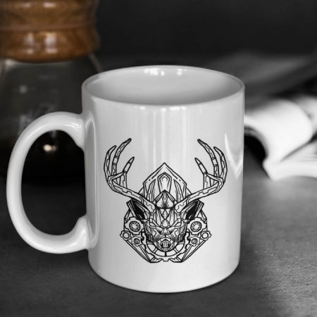 Primgi 11 oz Ceramic Swamp Dear Head Printed Coffee Mug