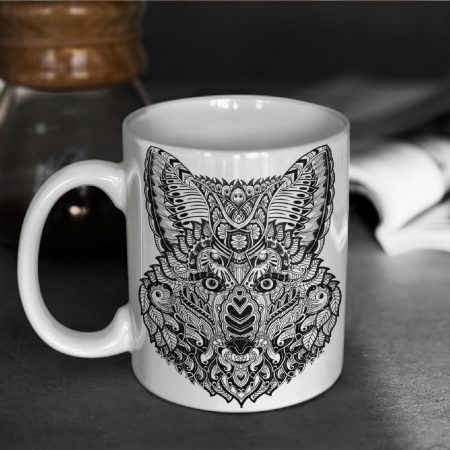 Primgi 11 oz Ceramic Zentangle Head Printed Coffee Mug