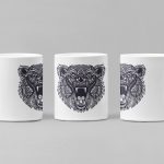 Ceramic Roaring Lion Head Printed Coffee Mug
