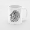 Primgi 11 oz Ceramic Angled Lion Head Printed Coffee Mug