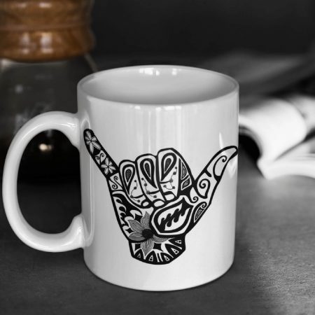 Primgi 11 oz Ceramic Finger Five Printed Coffee Mug