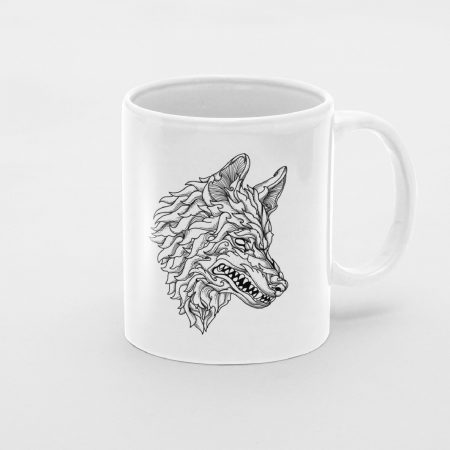Primgi 11 oz Ceramic Wolf Printed Coffee Mug
