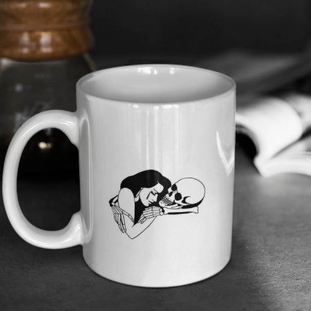 Primgi 11 oz Ceramic Lady With Skelton Printed Coffee Mug