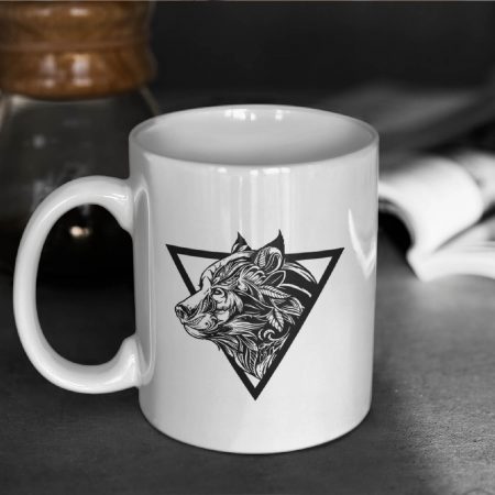 Primgi 11 oz Ceramic Animal Tringle Printed Coffee Mug
