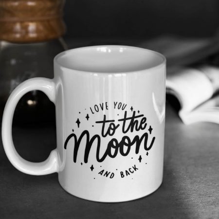 Primgi 11 oz Ceramic Love Moon Printed Coffee Mug