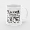 Primgi 11 oz Ceramic Dear Sister Coffee Mug for Birthday Gift