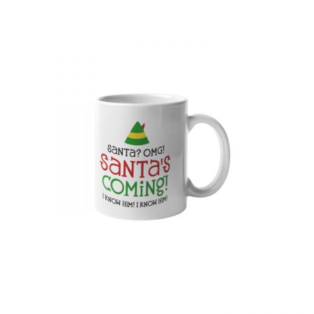 Primgi 11 oz Ceramic Santa's Coming Christmas Coffee Mug