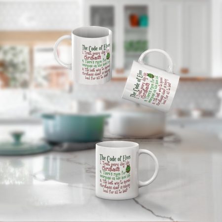 Primgi 11 oz Ceramic The Code of Elves Christmas Coffee Mug