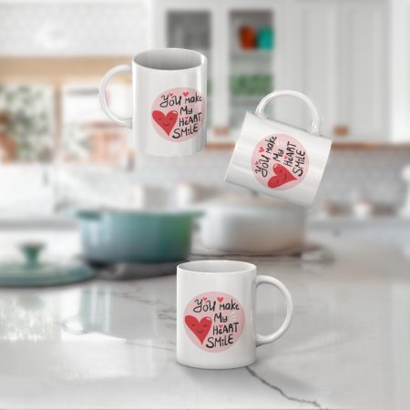 Primgi 11 oz Ceramic Heart Smile Bride Printed Coffee Mug