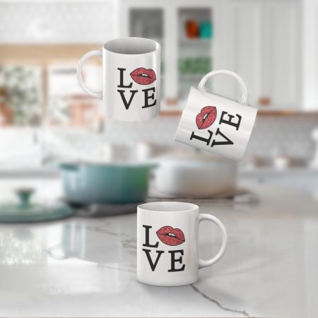 Primgi 11 oz Ceramic Love Print Coffee Mug