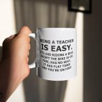 Primgi 11 oz Ceramic Teacher Is Easy Printed Coffee Mug