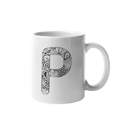 Primgi 11 oz Ceramic Alphabet-P Printed Coffee Mug
