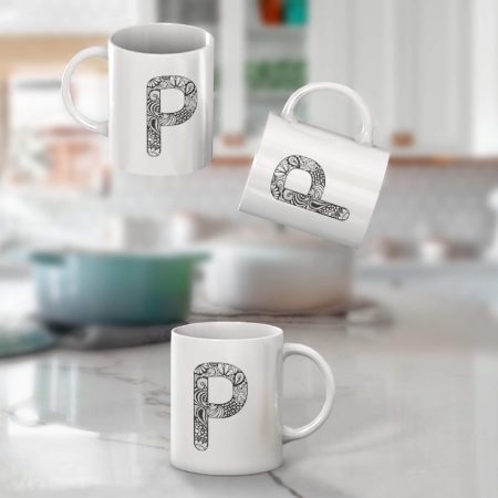 Primgi 11 oz Ceramic Alphabet-P Printed Coffee Mug