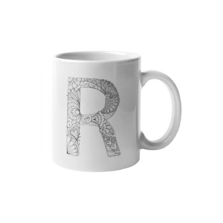 Primgi 11 oz Ceramic Alphabet-R Printed Coffee Mug