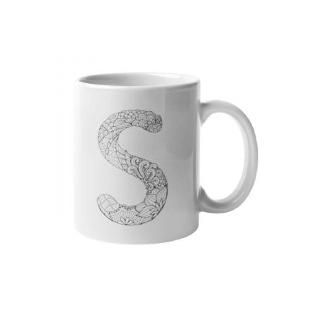 Primgi 11 oz Ceramic Alphabet-S Printed Coffee Mug
