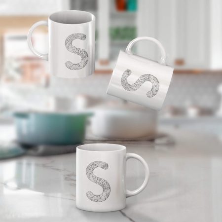 Primgi 11 oz Ceramic Alphabet-S Printed Coffee Mug