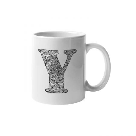 Primgi 11 oz Ceramic Alphabet-Y Printed Coffee Mug