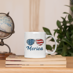 Primgi 11 oz Ceramic Independence Day Merica Printed Coffee Mug