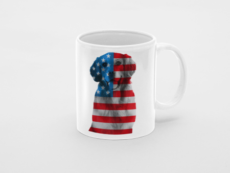 Primgi 11 oz Ceramic Independence Day Dog Printed Flag Coffee Mug