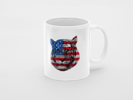 Primgi 11 oz Ceramic Independence Day Tiger Printed Flag Coffee Mug