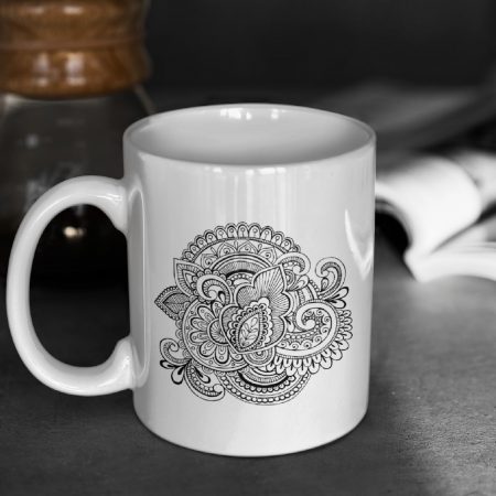 Primgi 11oz Ceramic Mandala Art Illustration Design Coffee Mug