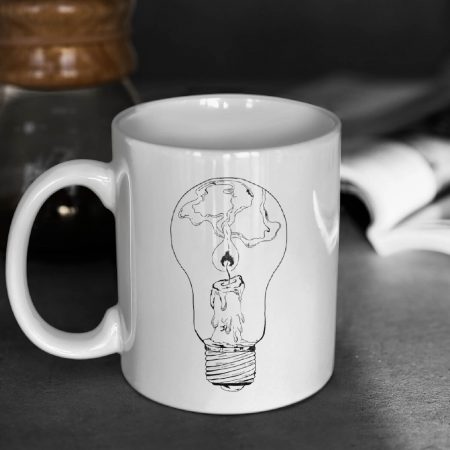 Primgi 11 oz Ceramic Candle Under Bulb Printed Coffee Mug