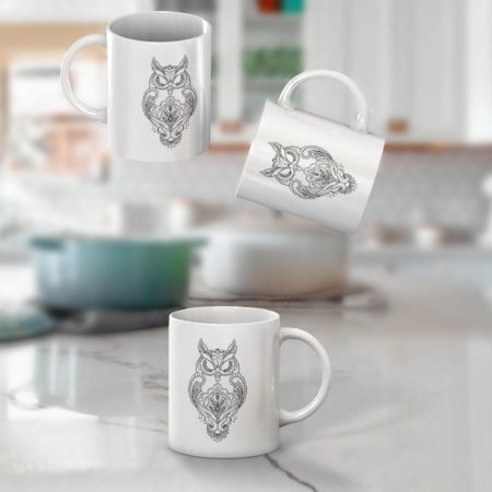 Primgi 11 oz Ceramic Owl Printed Coffee Mug